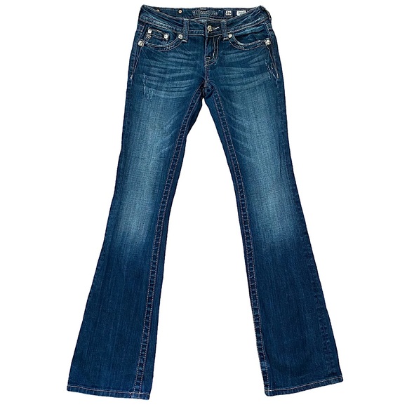 MISS ME  | STAR STUDDED PEACE SIGN BOOT CUT JEANS  SZ 26 - Picture 2 of 13